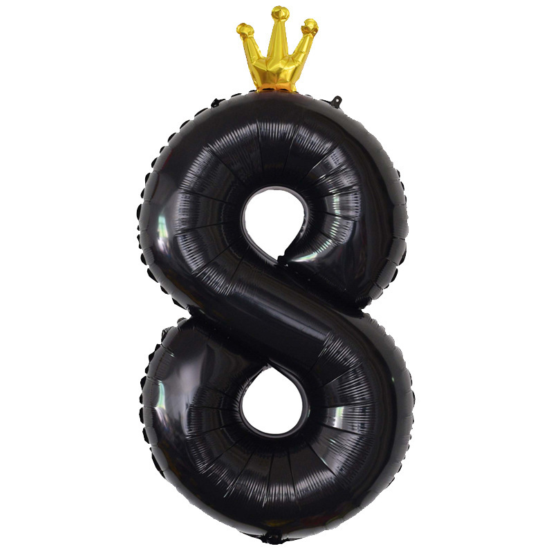 40 inch US Version Black Crown Number 8 Balloon