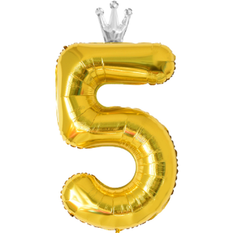 40 inch US Version Gold Crown Number 5 Balloon
