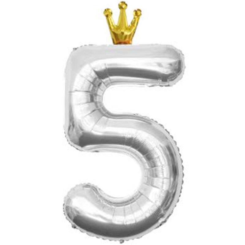 40 inch US Version Silver Crown Number 5 Balloon