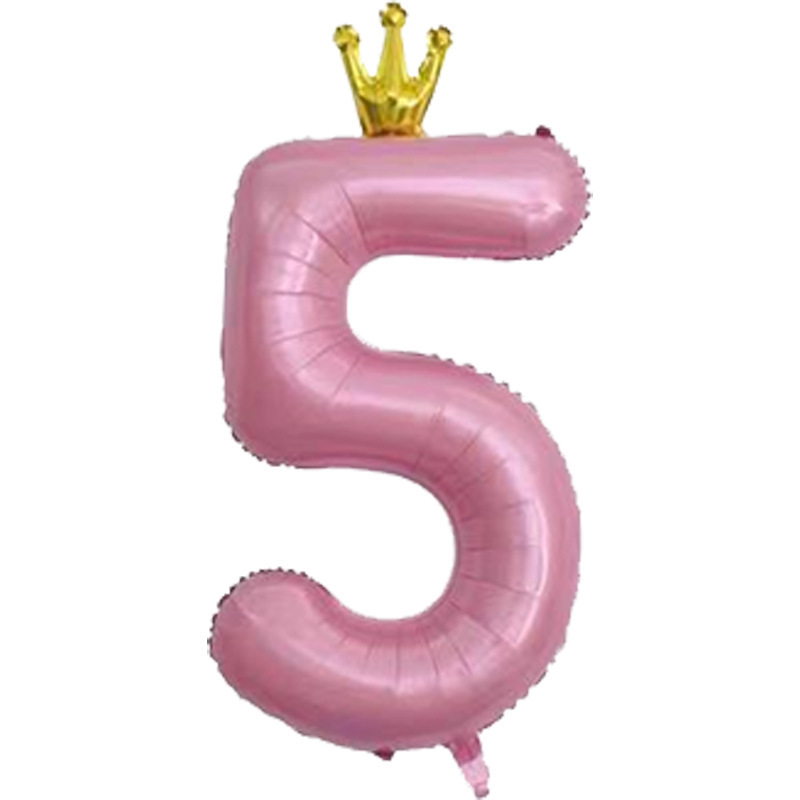 40 inch US Version Pink Crown Number 5 Balloon