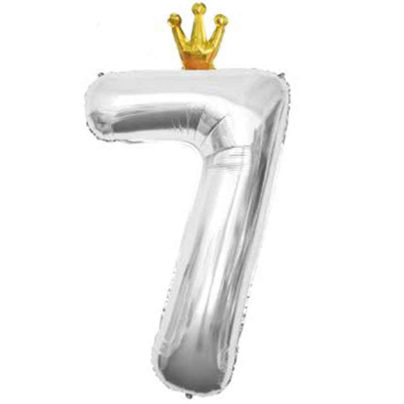 40 inch US Version Silver Crown Number 7 Balloon