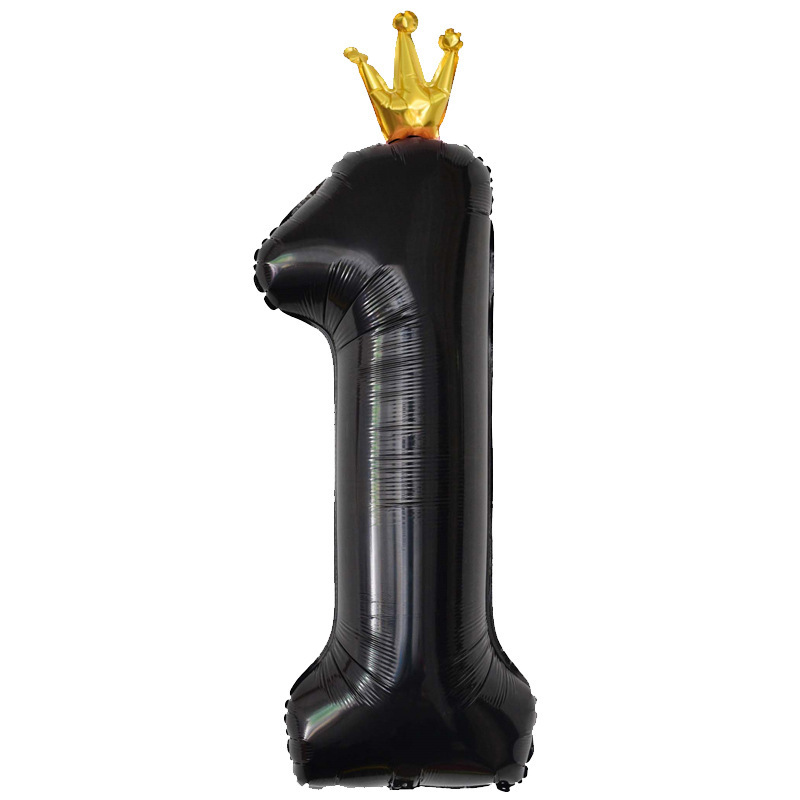 40 inch US Version Black Crown Number 1 Balloon