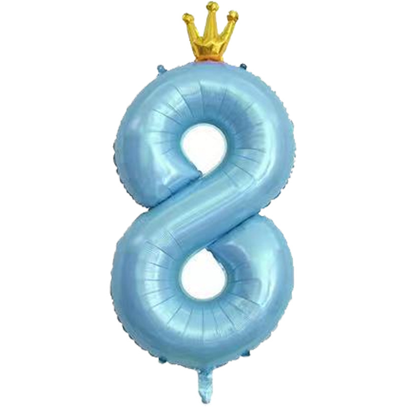 40 inch US Version Blue Crown Number 8 Balloon