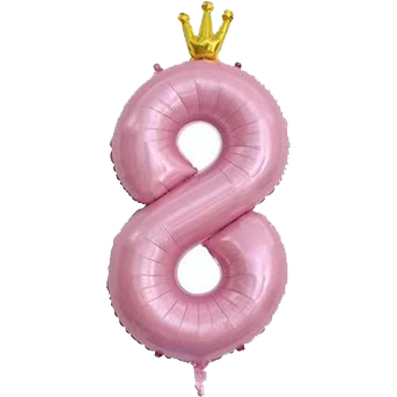 40 inch US Version Pink Crown Number 8 Balloon