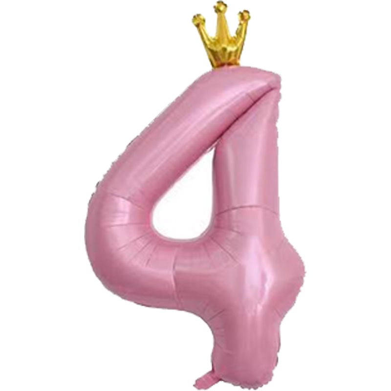 40 inch US Version Pink Crown Number 4 Balloon