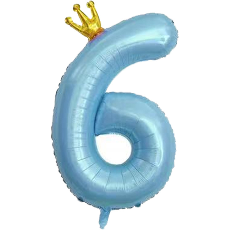 40 inch US Version Blue Crown Number 6 Balloon