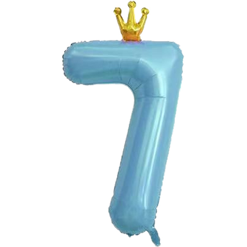 40 inch US Version Blue Crown Number 7 Balloon