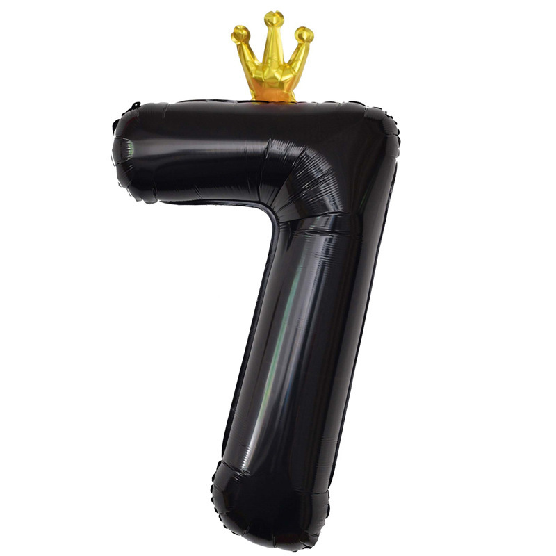 40 inch US Version Black Crown Number 7 Balloon