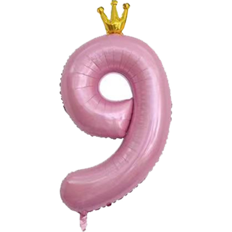 40 inch US Version Pink Crown Number 9 Balloon