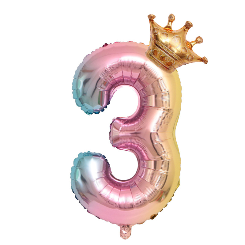 32 inch US Version Gradient Crown Number 3 Balloon