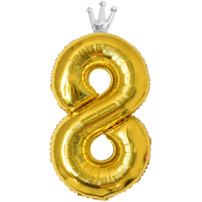 40 inch US Version Gold Crown Number 8 Balloon