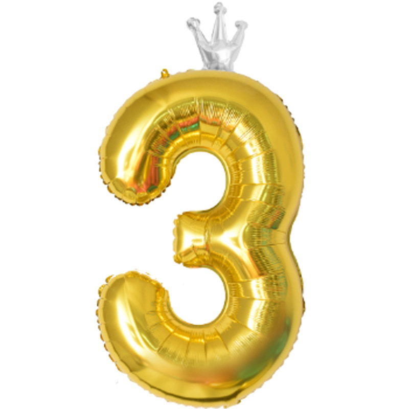 40 inch US Version Gold Crown Number 3 Balloon