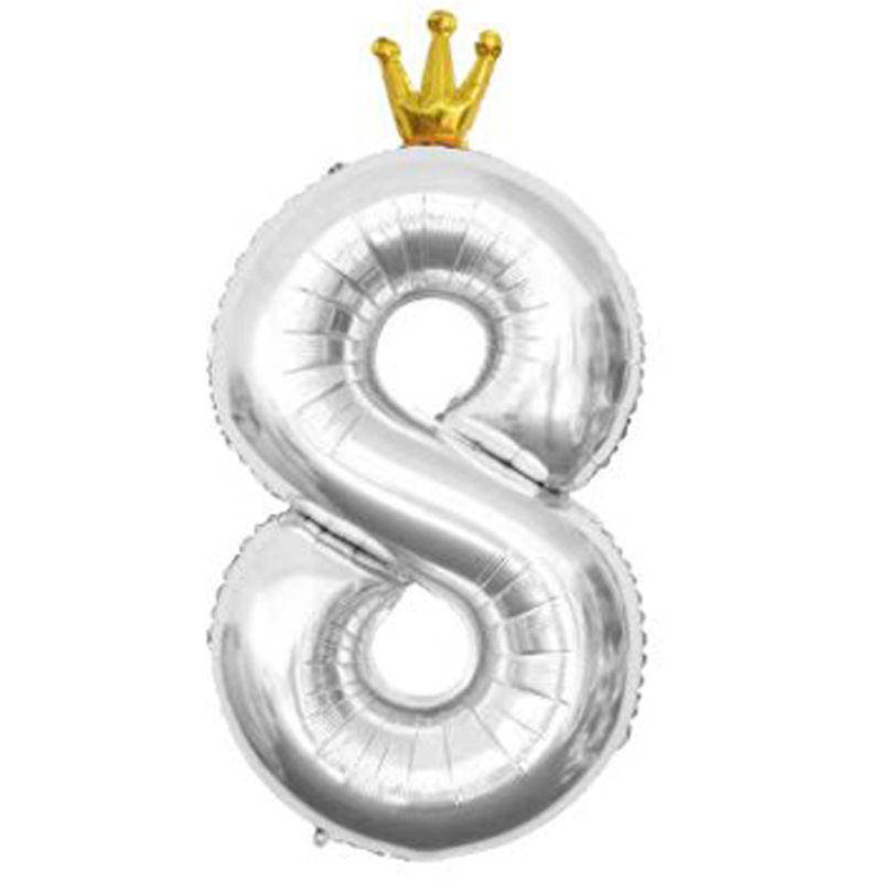 40 inch US Version Silver Crown Number 8 Balloon