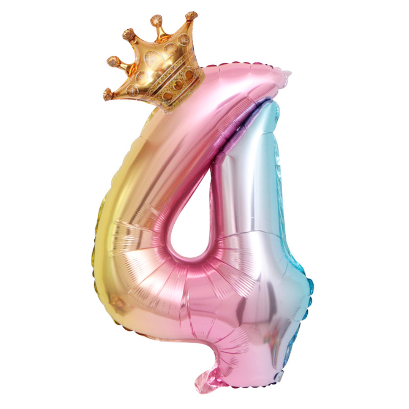 32 inch US Version Gradient Crown Number 4 Balloon
