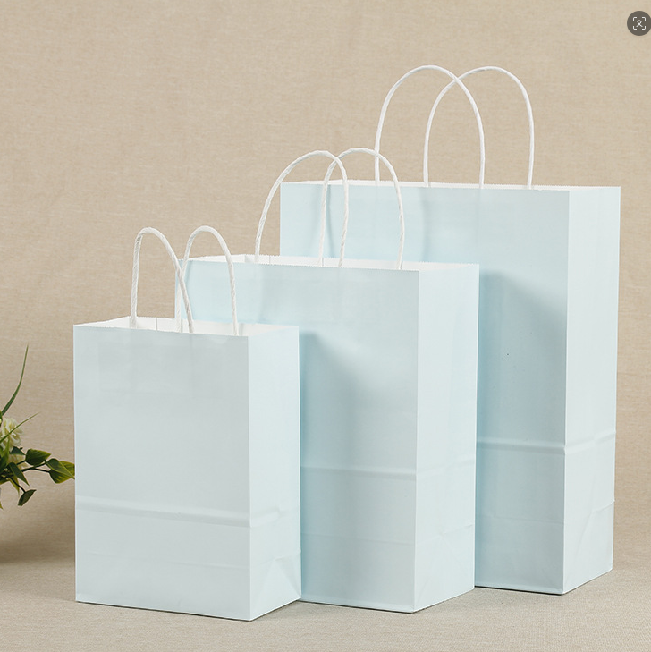 21*11*27CM Macaron Blue Paper Handbag