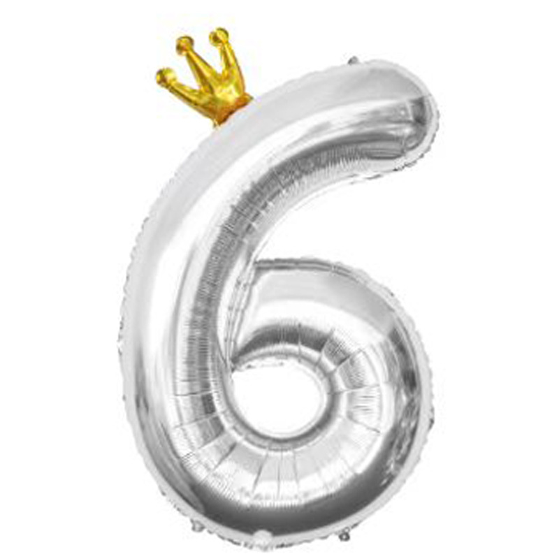 40 inch US Version Silver Crown Number 6 Balloon