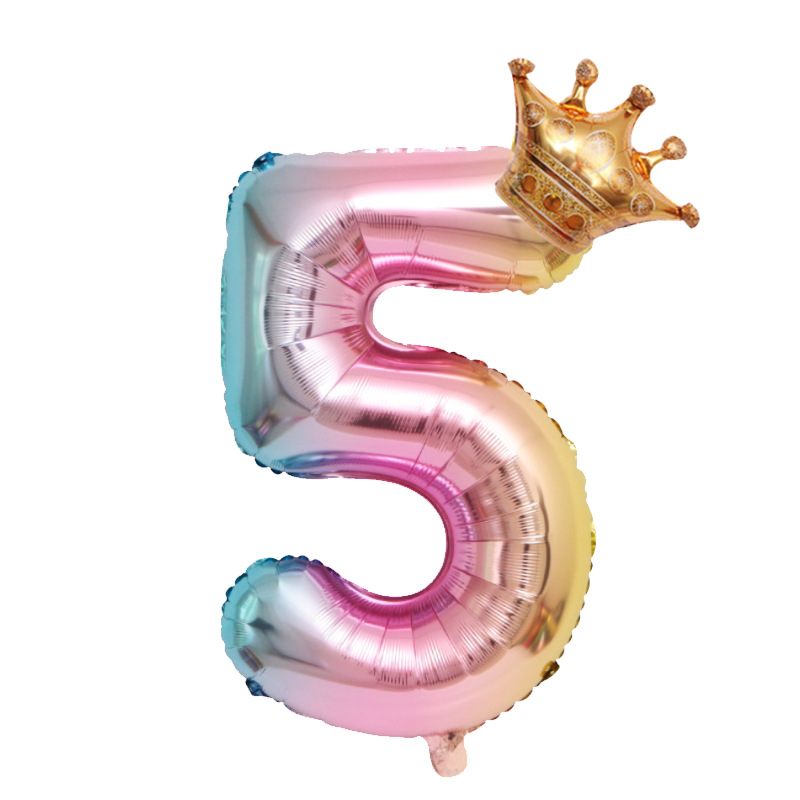 32 inch US Version Gradient Crown Number 5 Balloon