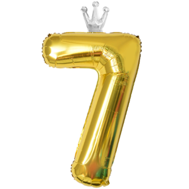 40 inch US Version Gold Crown Number 7 Balloon