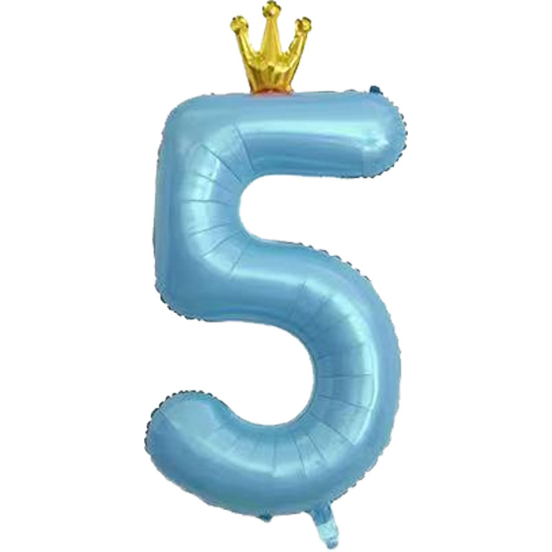 40 inch US Version Blue Crown Number 5 Balloon