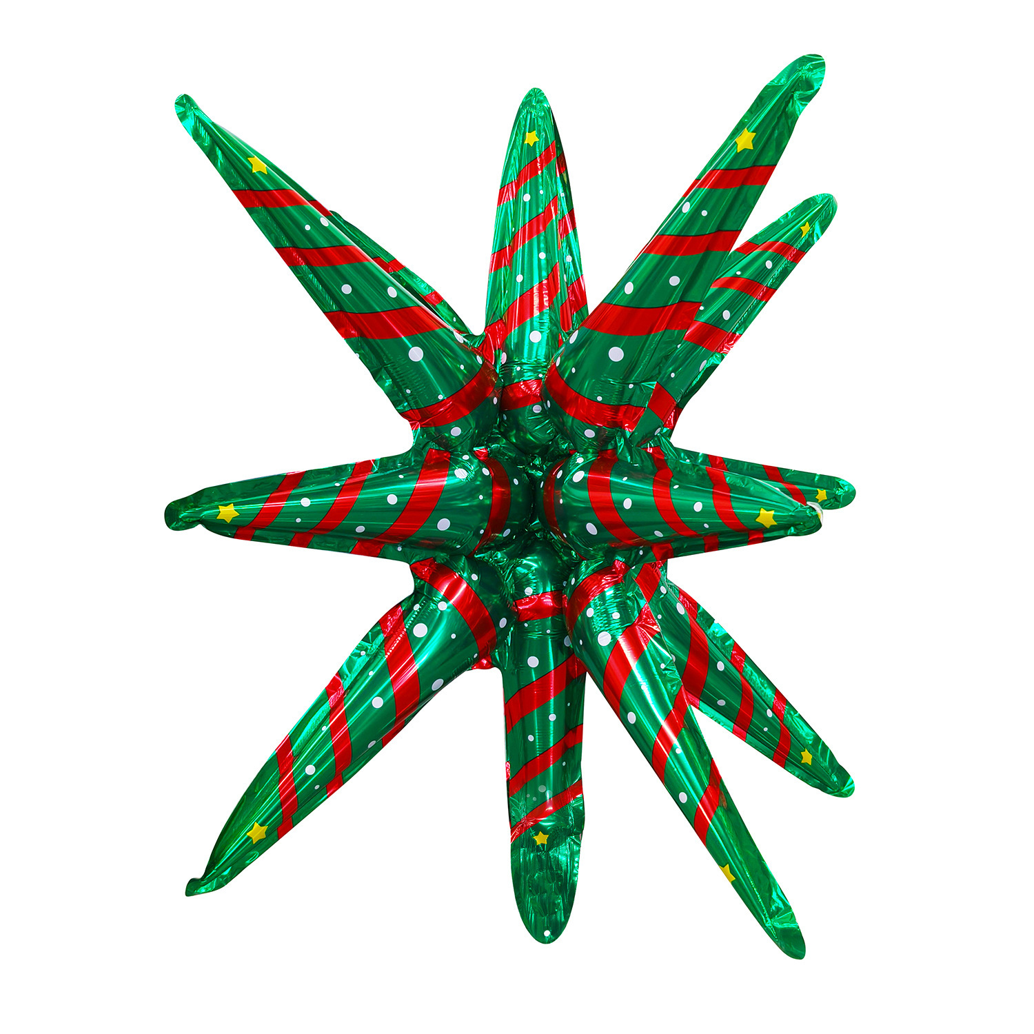 22 inch Green and Red Connected Starburst Foil Balloon