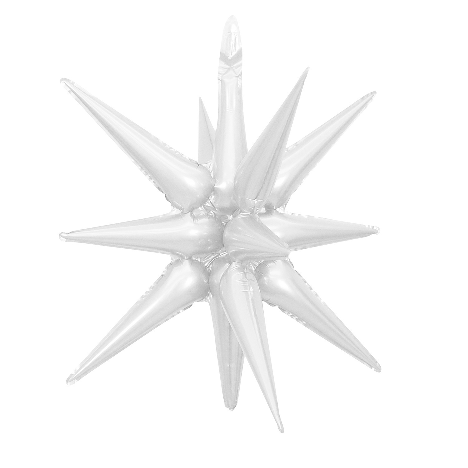 27 inch White Connected Starburst Foil Balloon