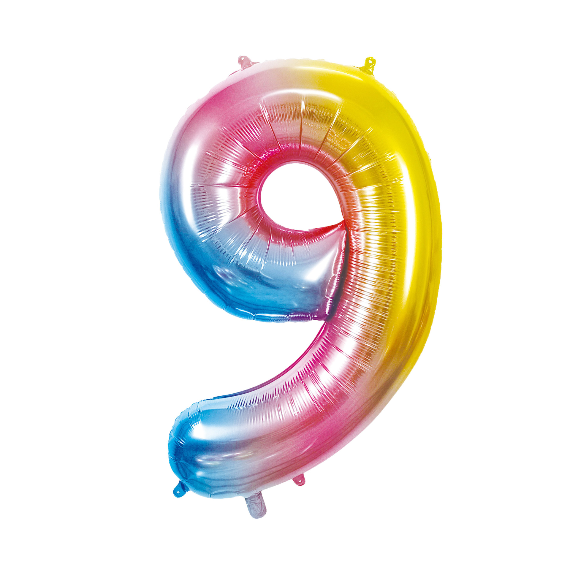 40 inch American Style Rainbow Yellow Number 9 Balloon