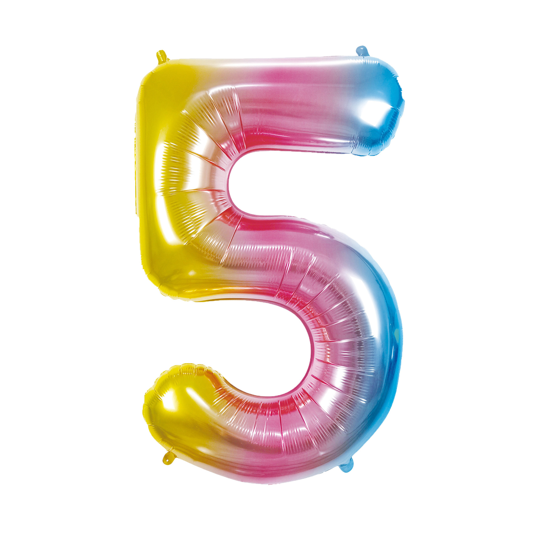 40 inch American Style Rainbow Yellow Number 5 Balloon