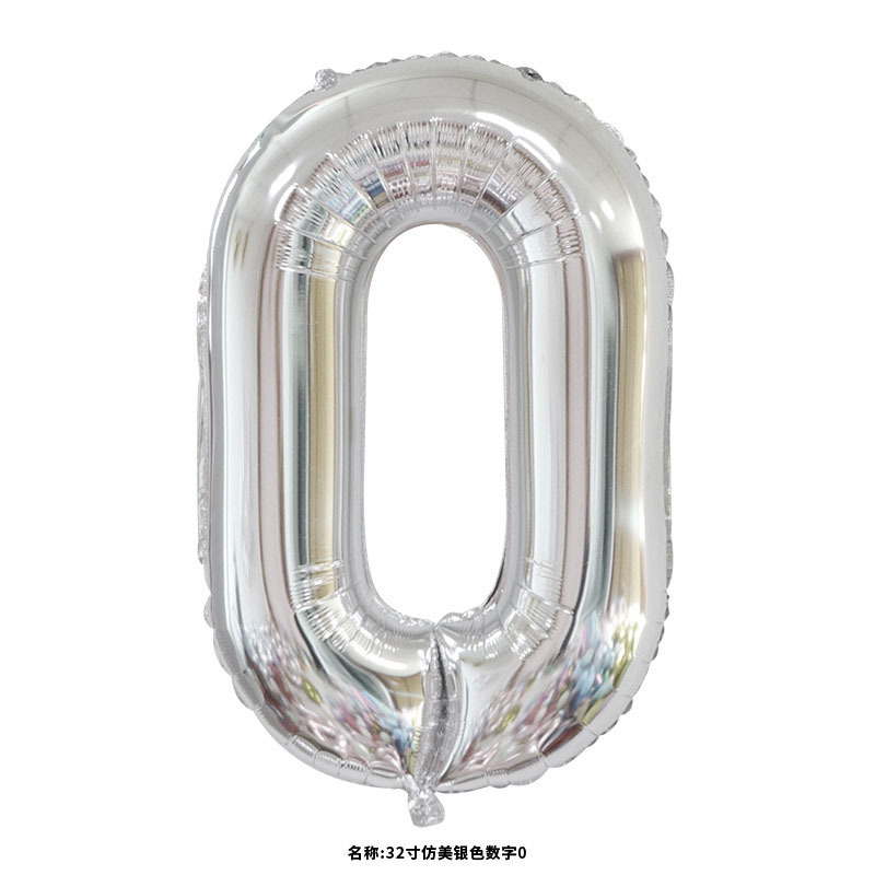 40 inch American Style Silver Number 0 Balloon