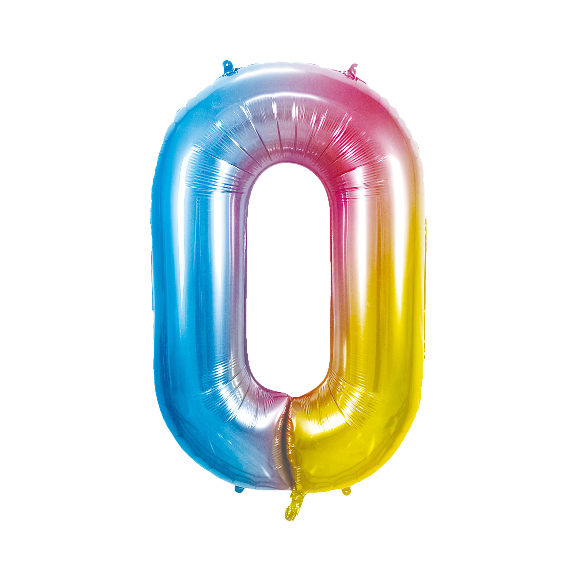 40 inch American Style Rainbow Yellow Number 0 Balloon