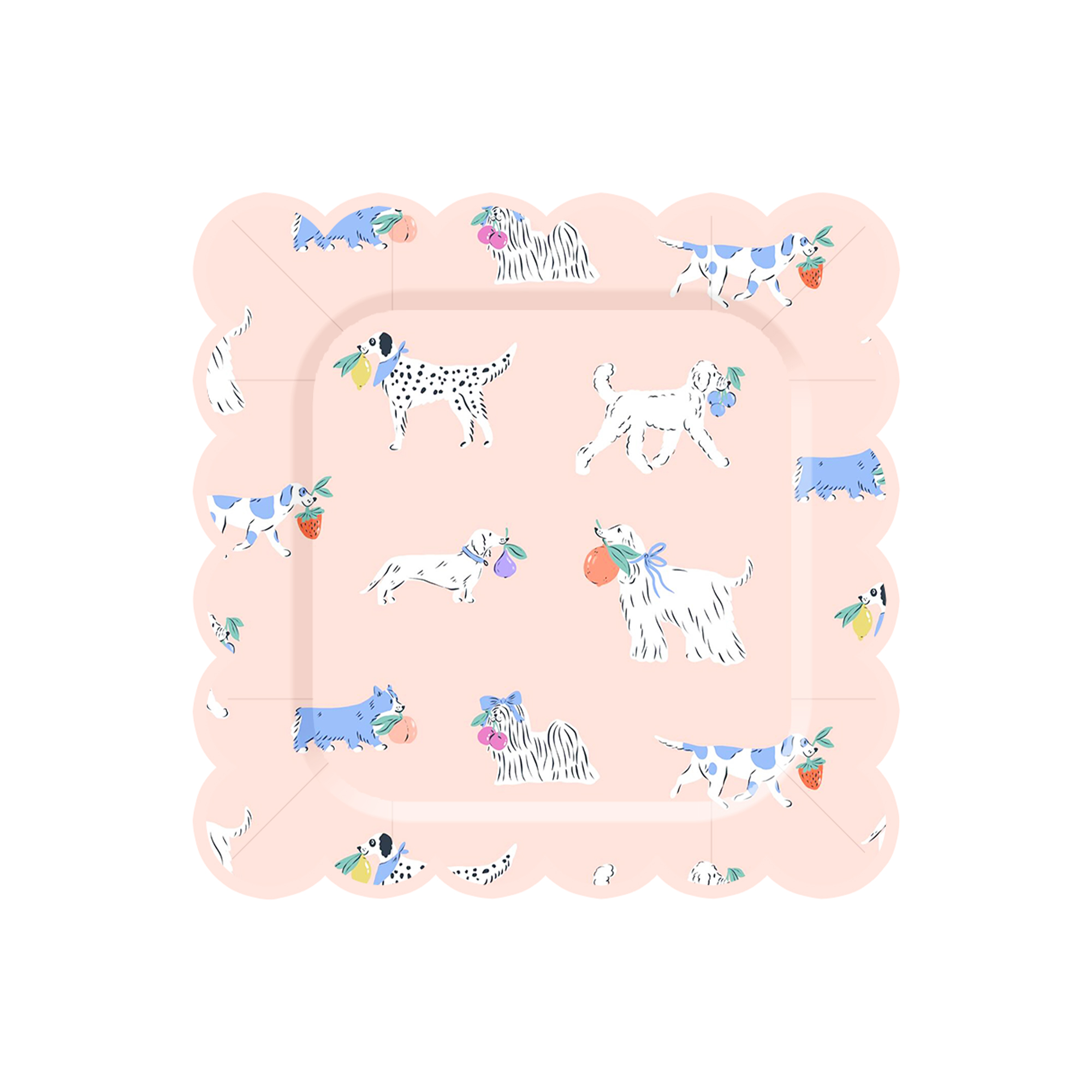 Animal Theme Flesh Pink Square Dinner Plate