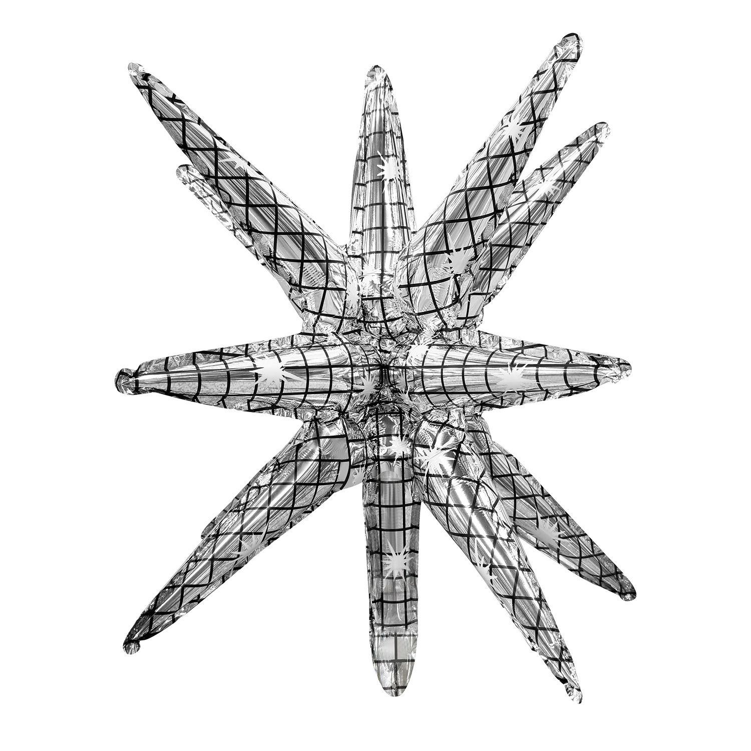 27 inch Disco Silver Connected Starburst Foil Balloon