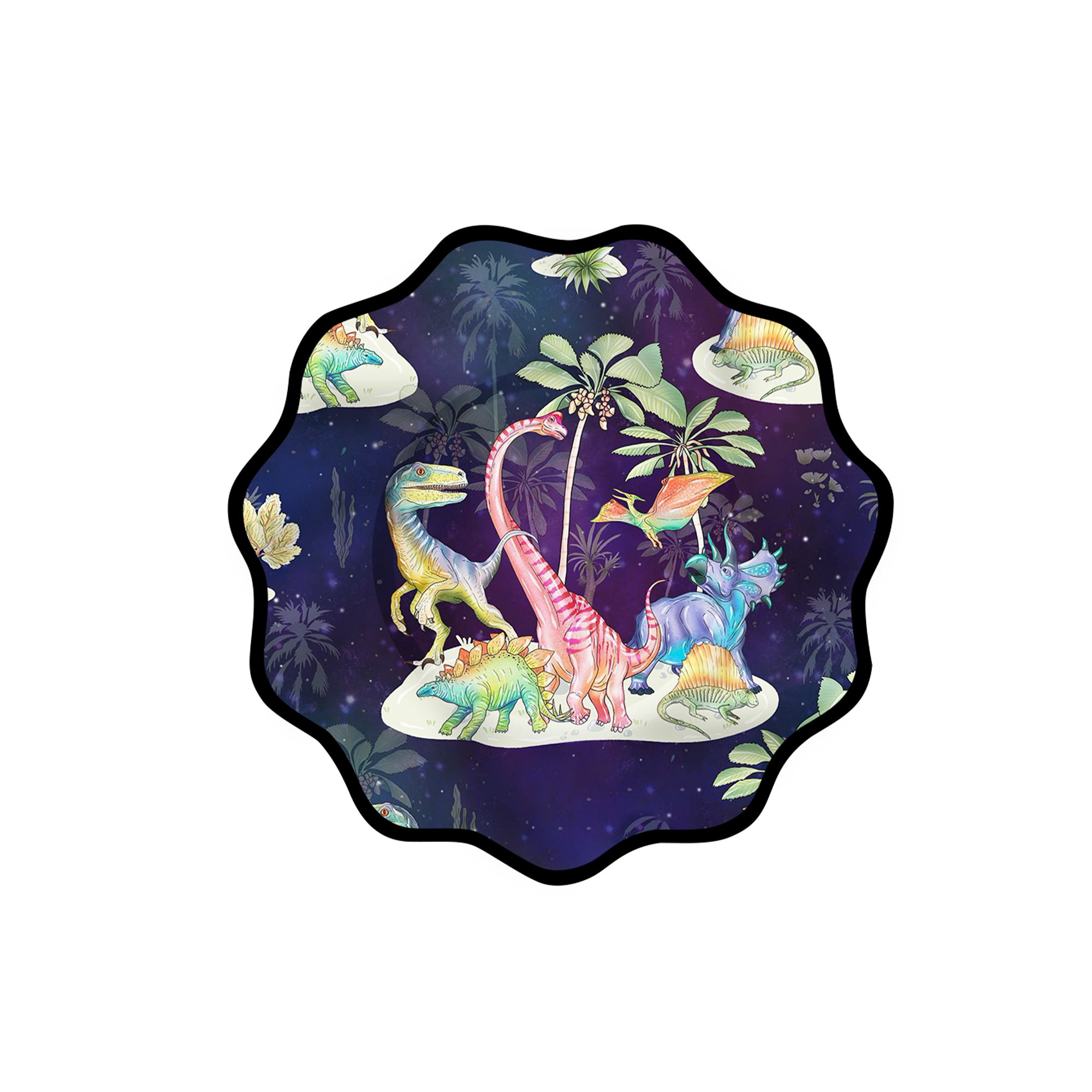 Tropical Theme Dinosaur Wave Edge Dinner Plate