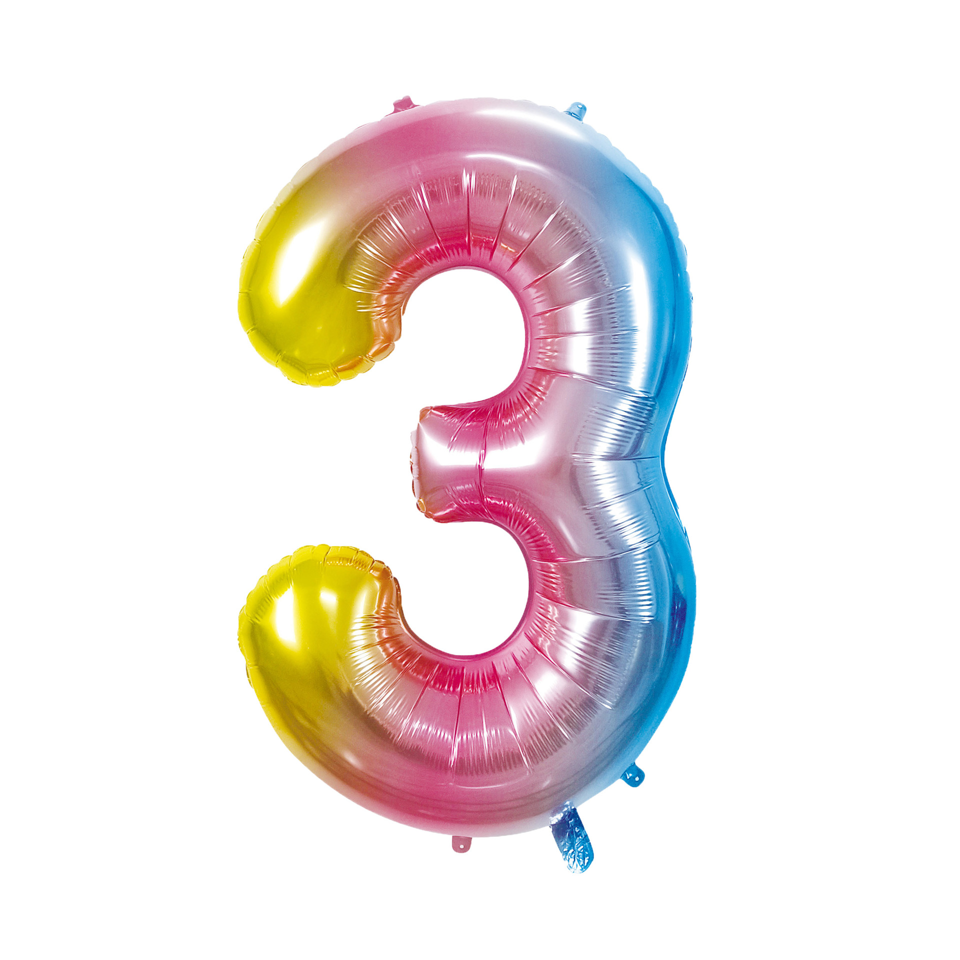 40 inch American Style Rainbow Yellow Number 3 Balloon