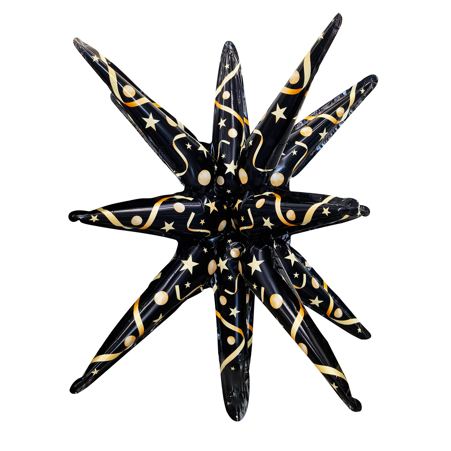 27 inch Black and Gold Connected Starburst Foil Balloon