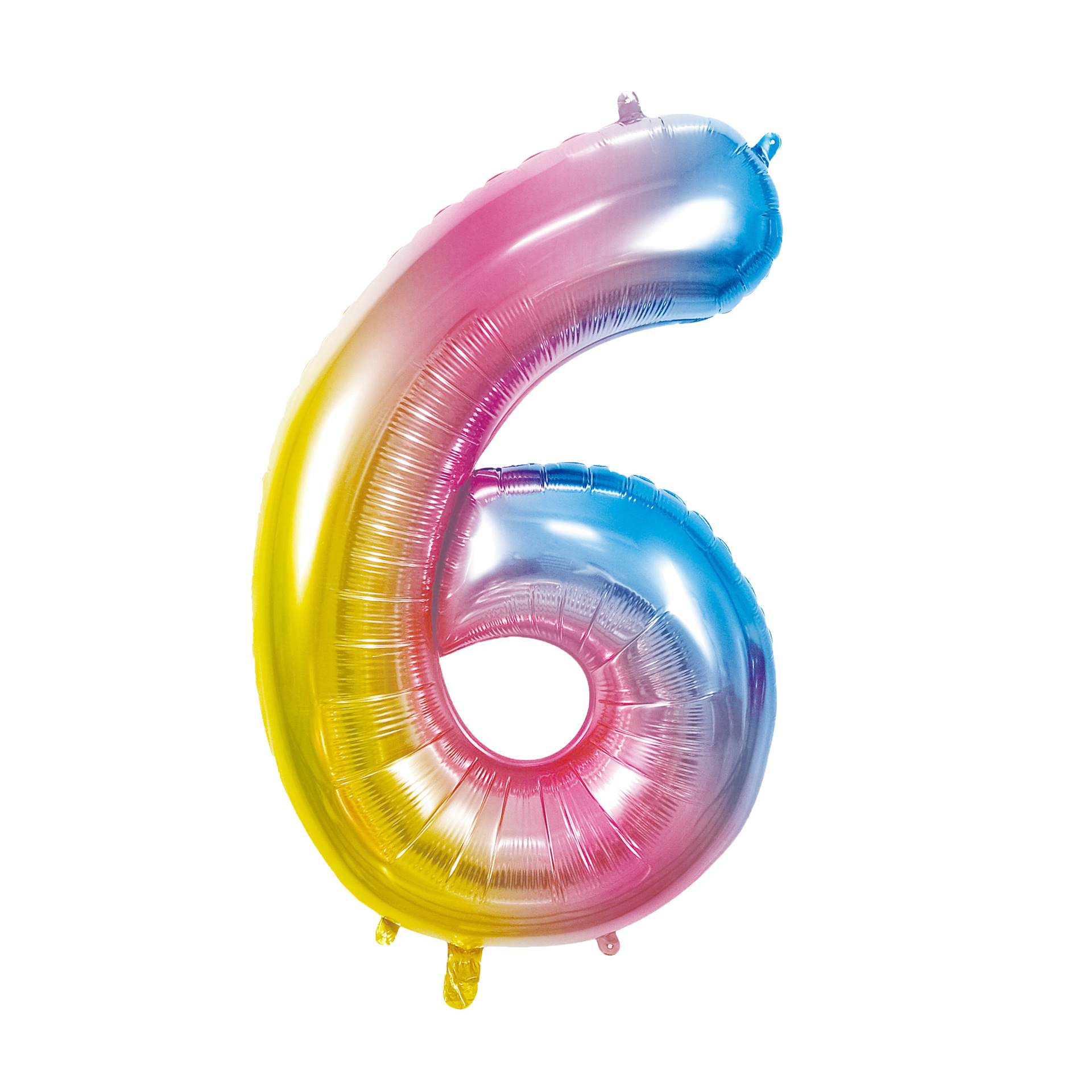 40 inch American Style Rainbow Yellow Number 6 Balloon