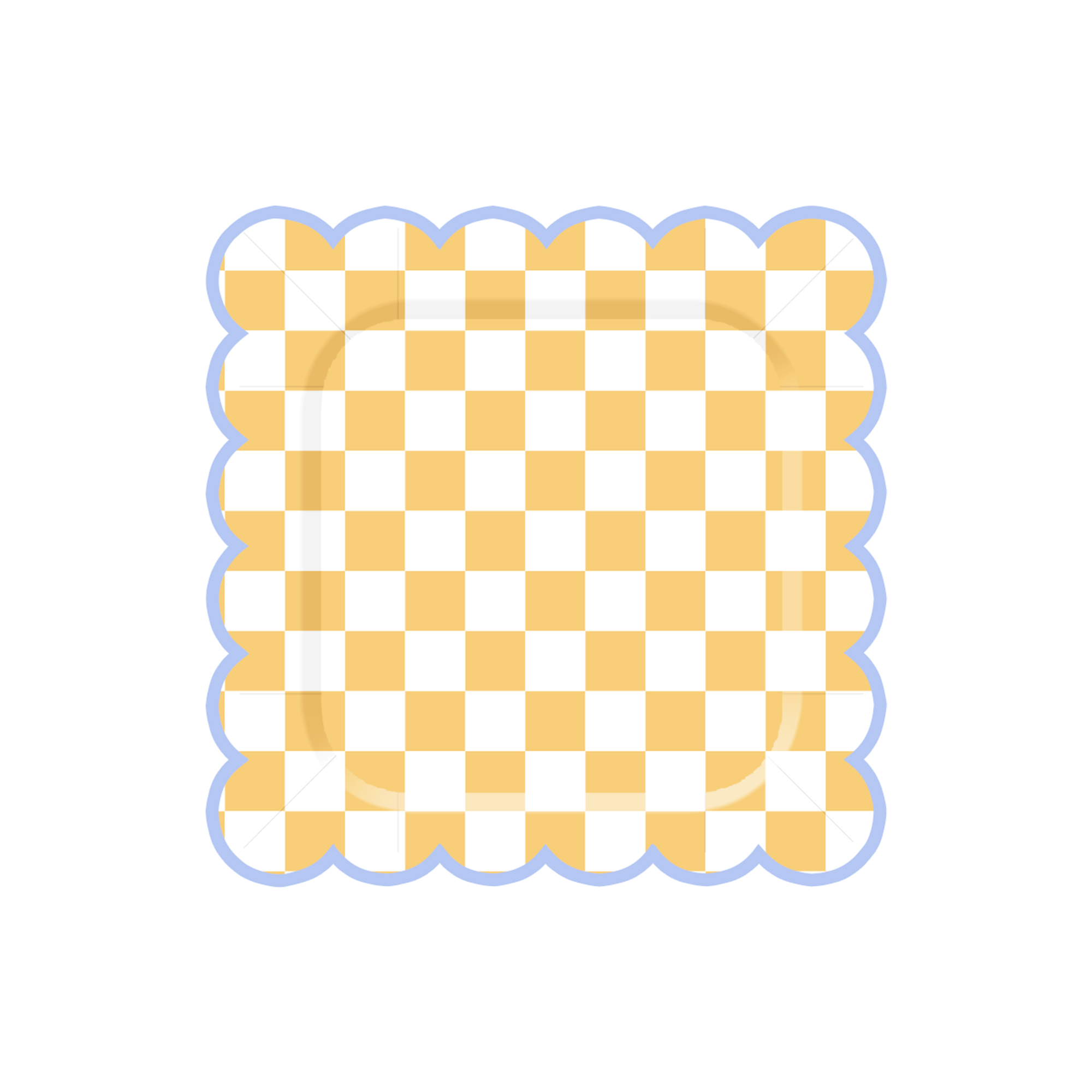 Diamond Pattern Yellow and White Square Dinner Plate