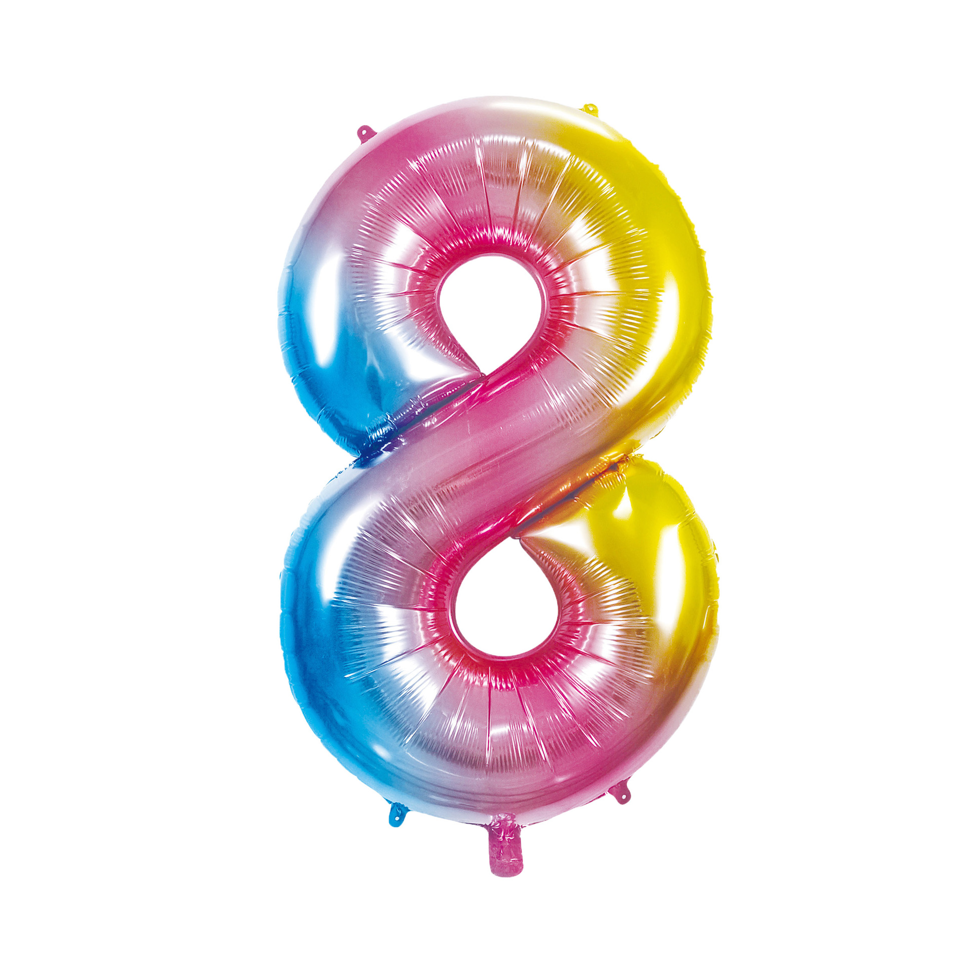40 inch American Style Rainbow Yellow Number 8 Balloon