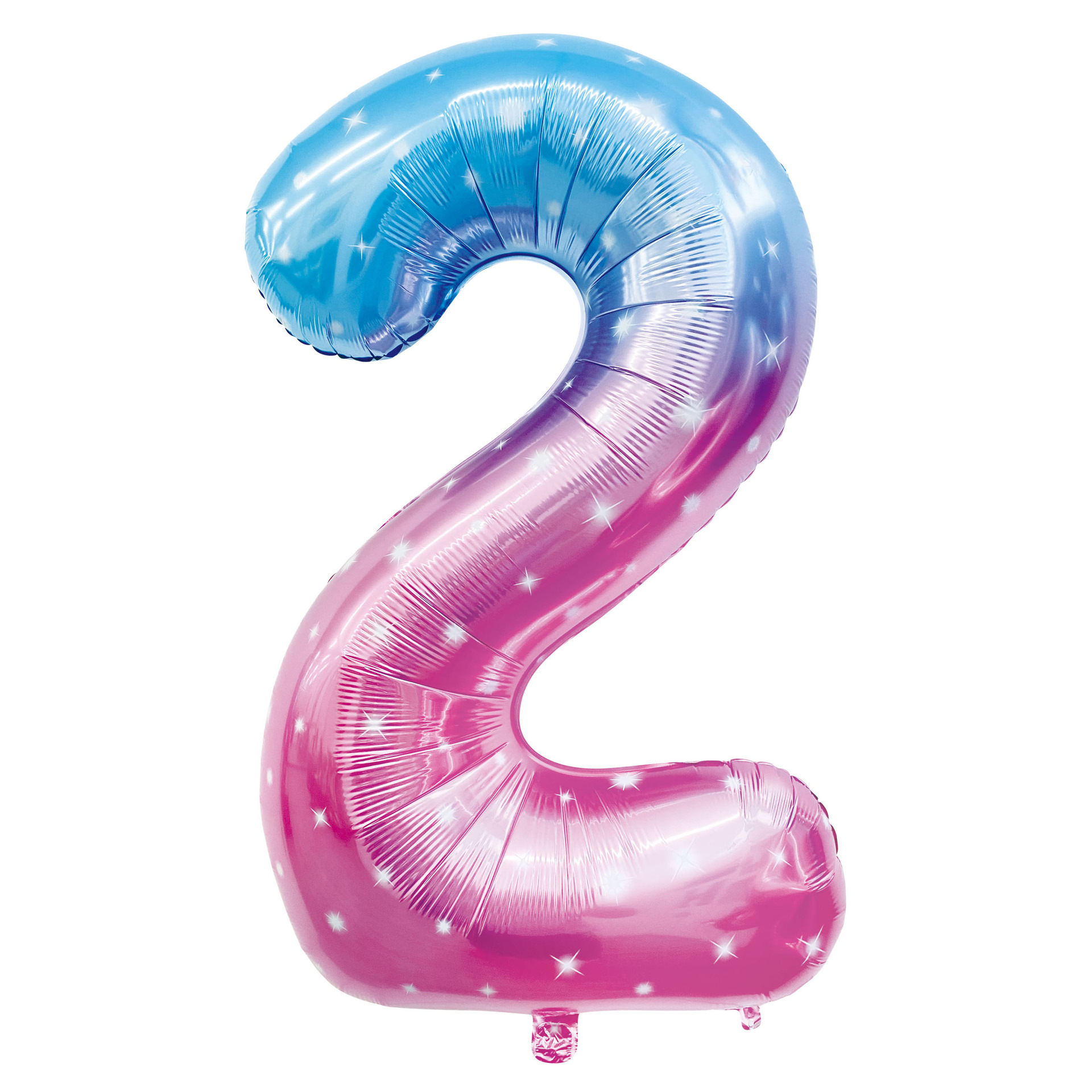 40 inch American Style Blue&Pink Star Gradient Number 2 Balloon