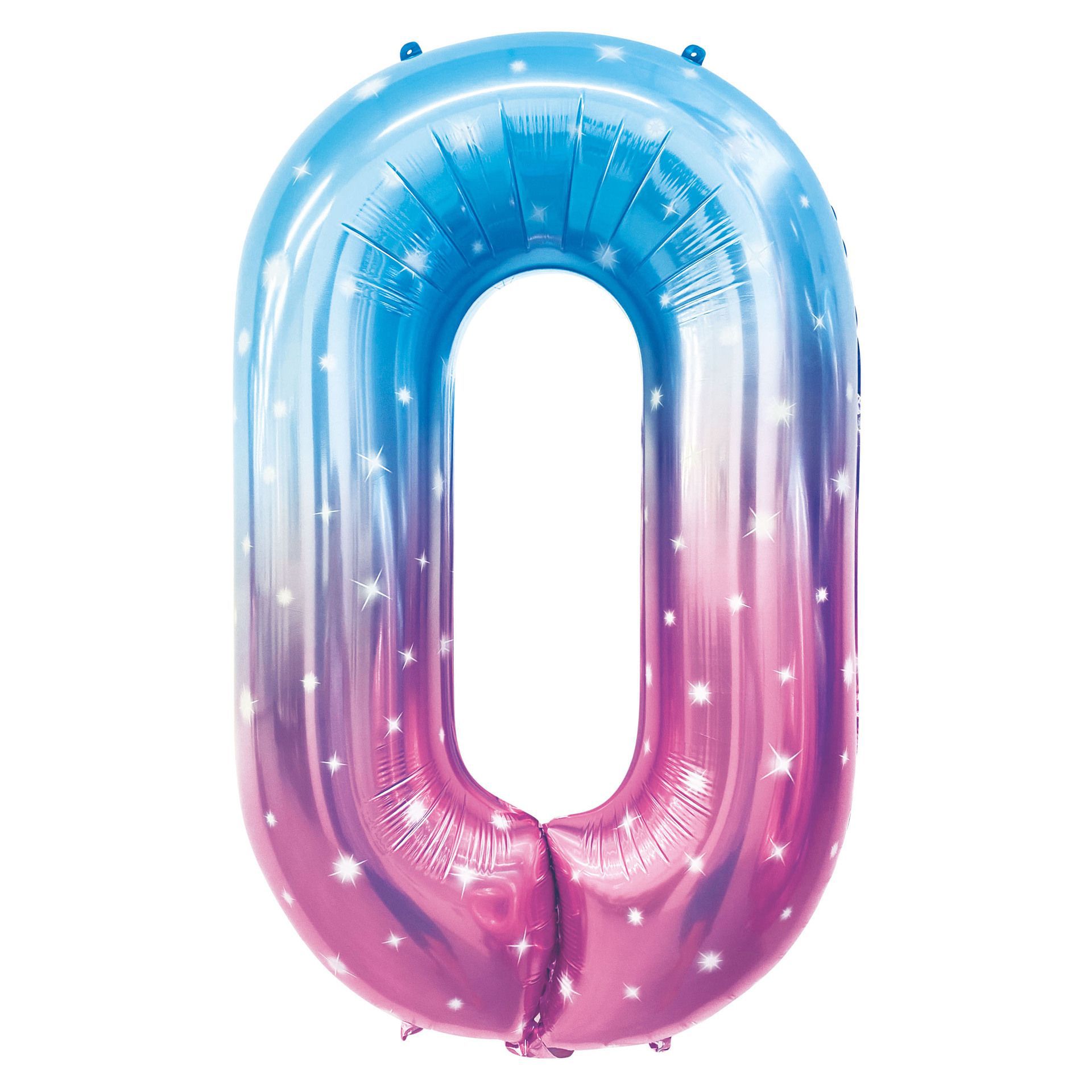 40 inch American Style Blue&Pink Star Gradient Number 0 Balloon