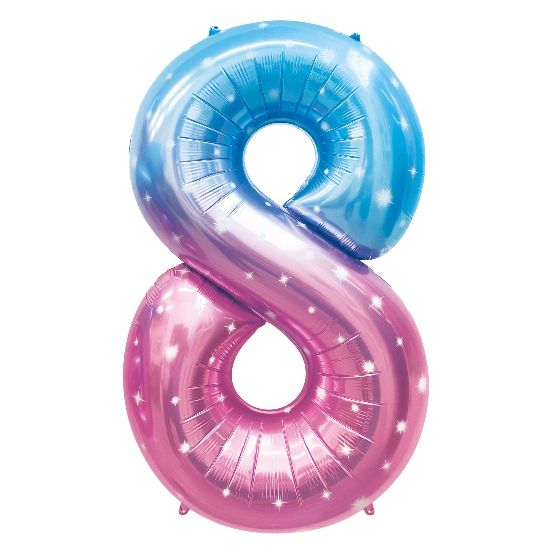 40 inch American Style Blue&Pink Star Gradient Number 8 Balloon