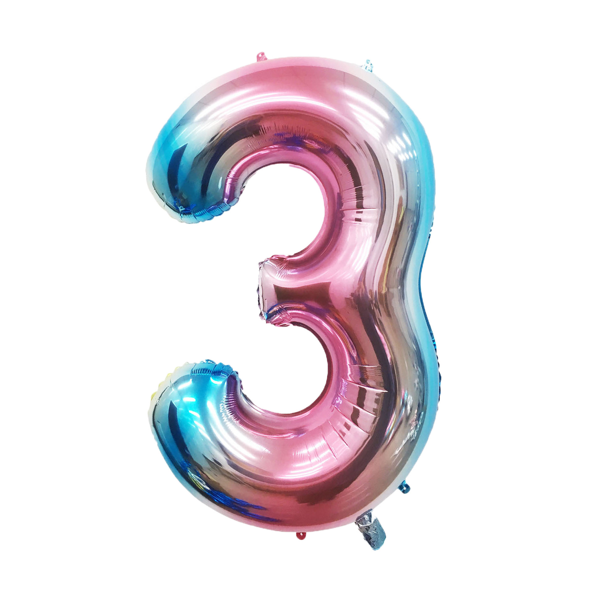 40 inch American Style Rainbow Blue Number 3 Balloon