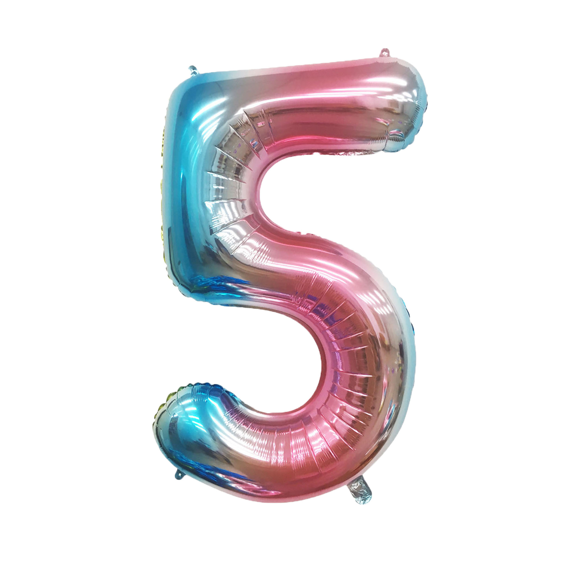 40 inch American Style Rainbow Blue Number 5 Balloon