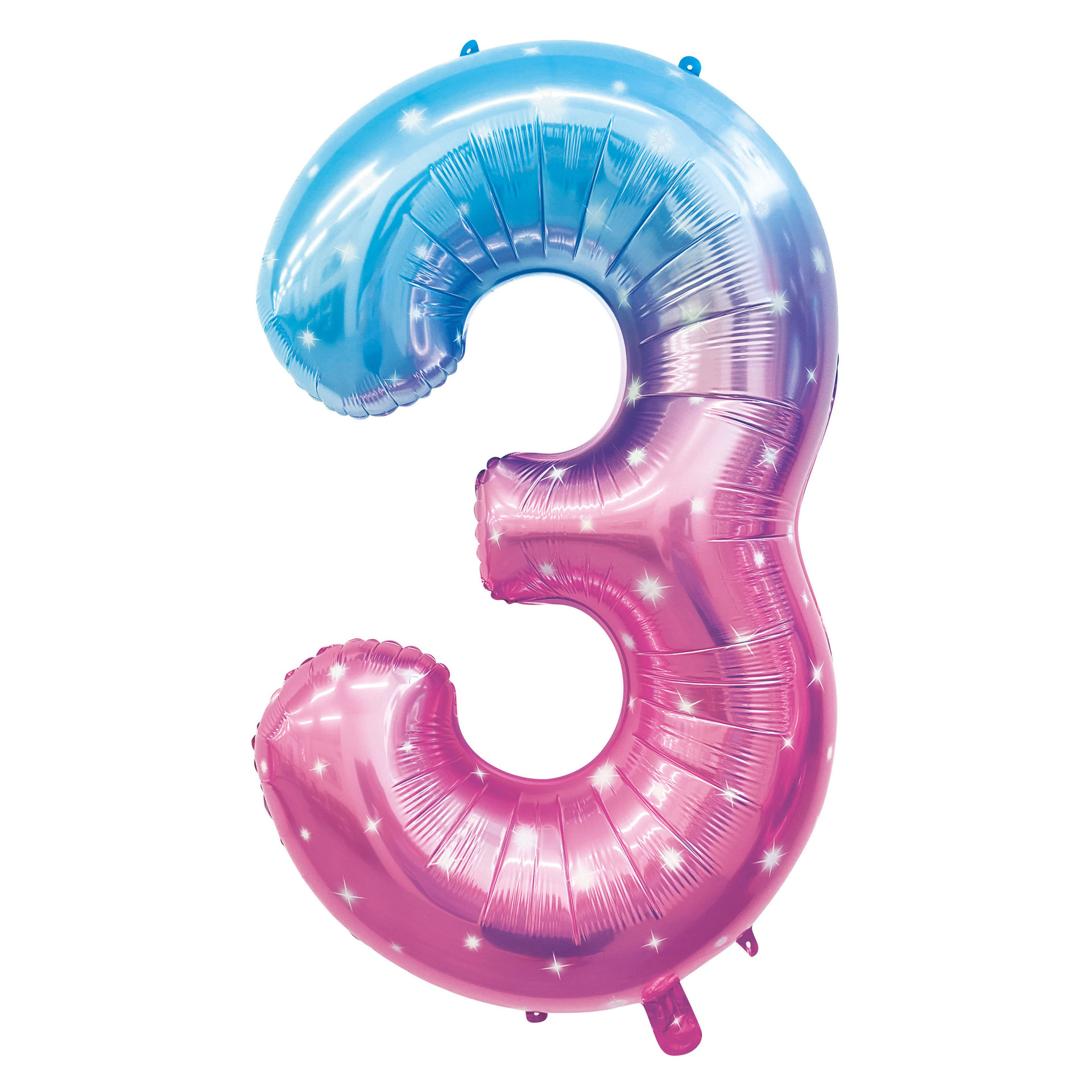 40 inch American Style Blue&Pink Star Gradient Number 3 Balloon