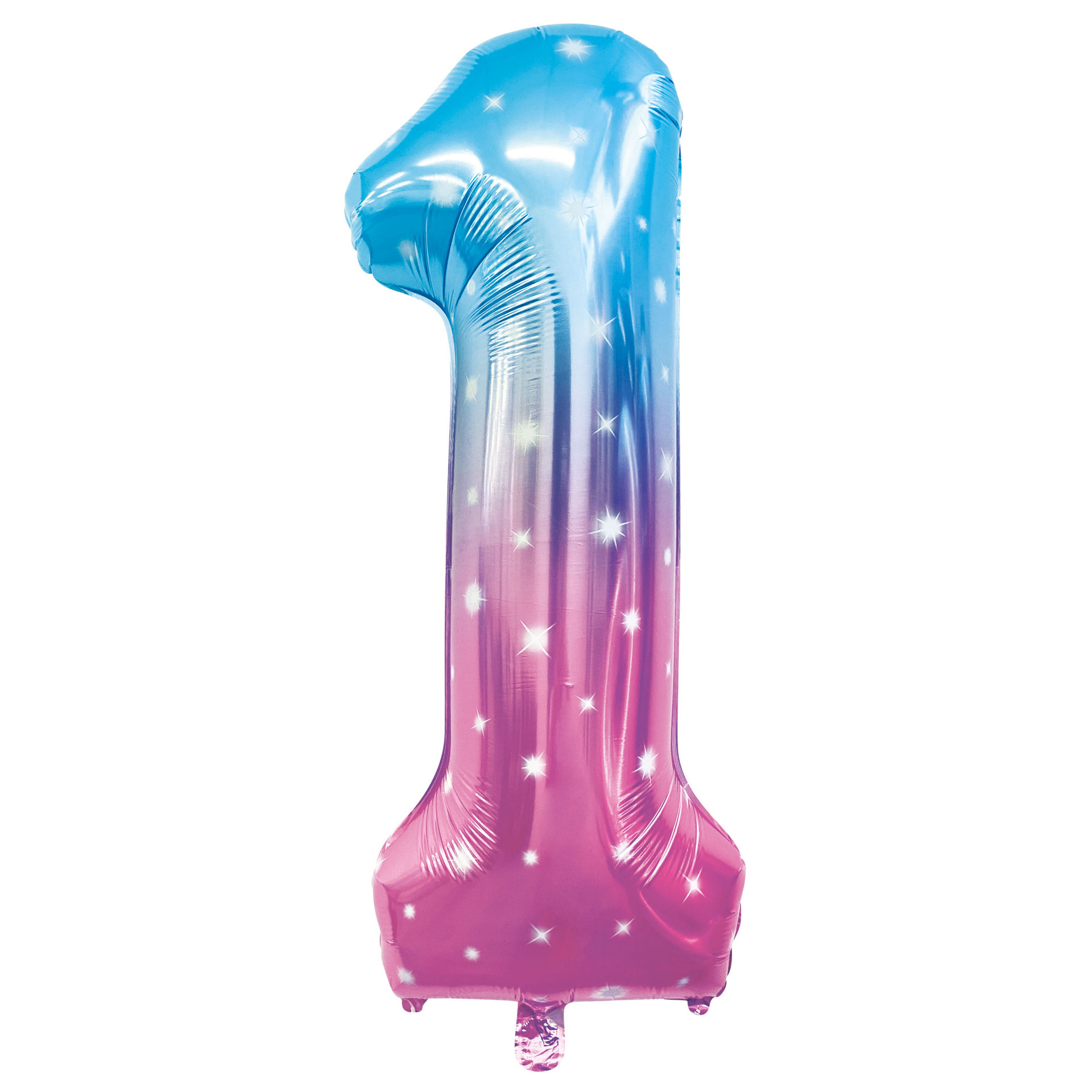 40 inch American Style Blue&Pink Star Gradient Number 1 Balloon