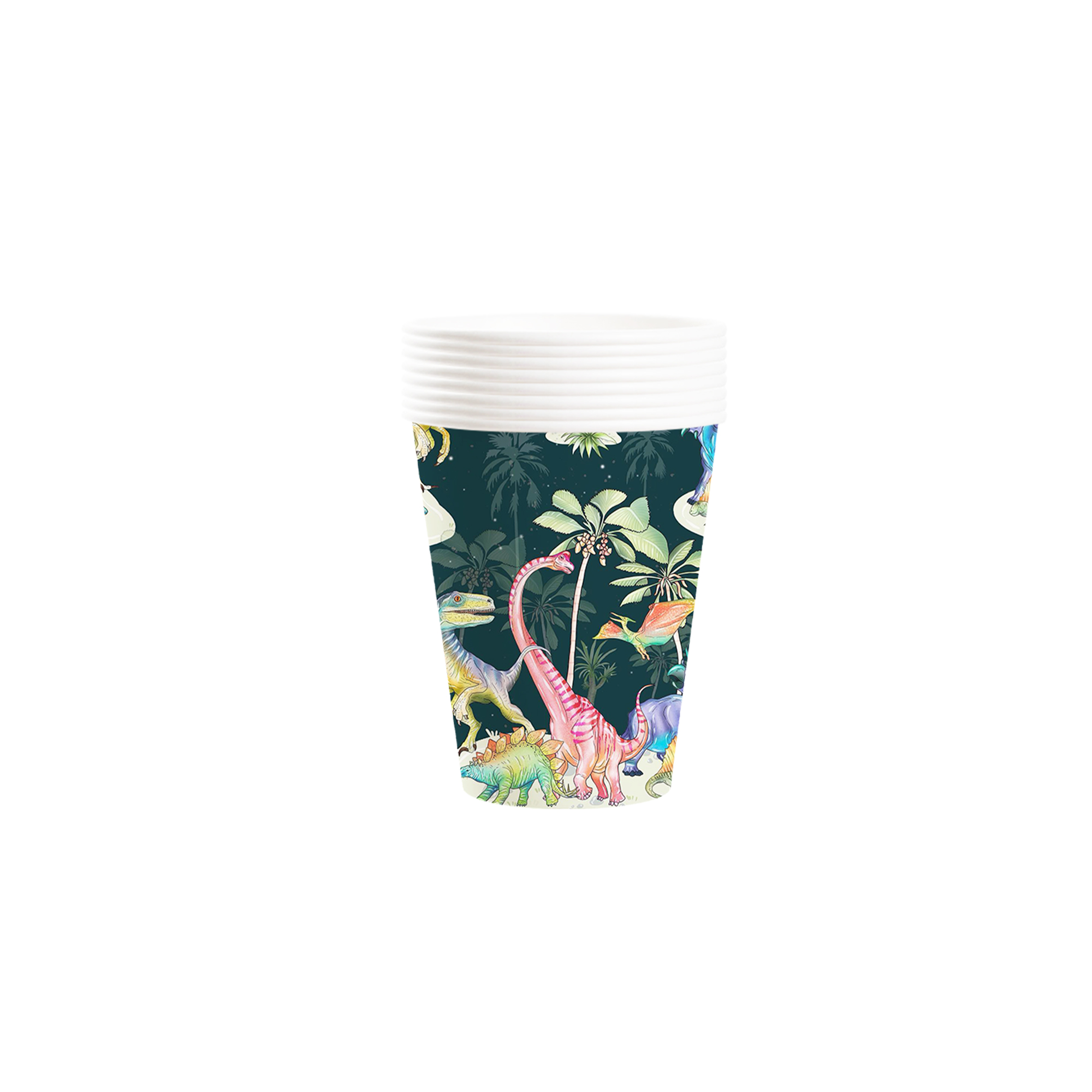 Tropical Theme Dinosaur Dark Green Paper Cup