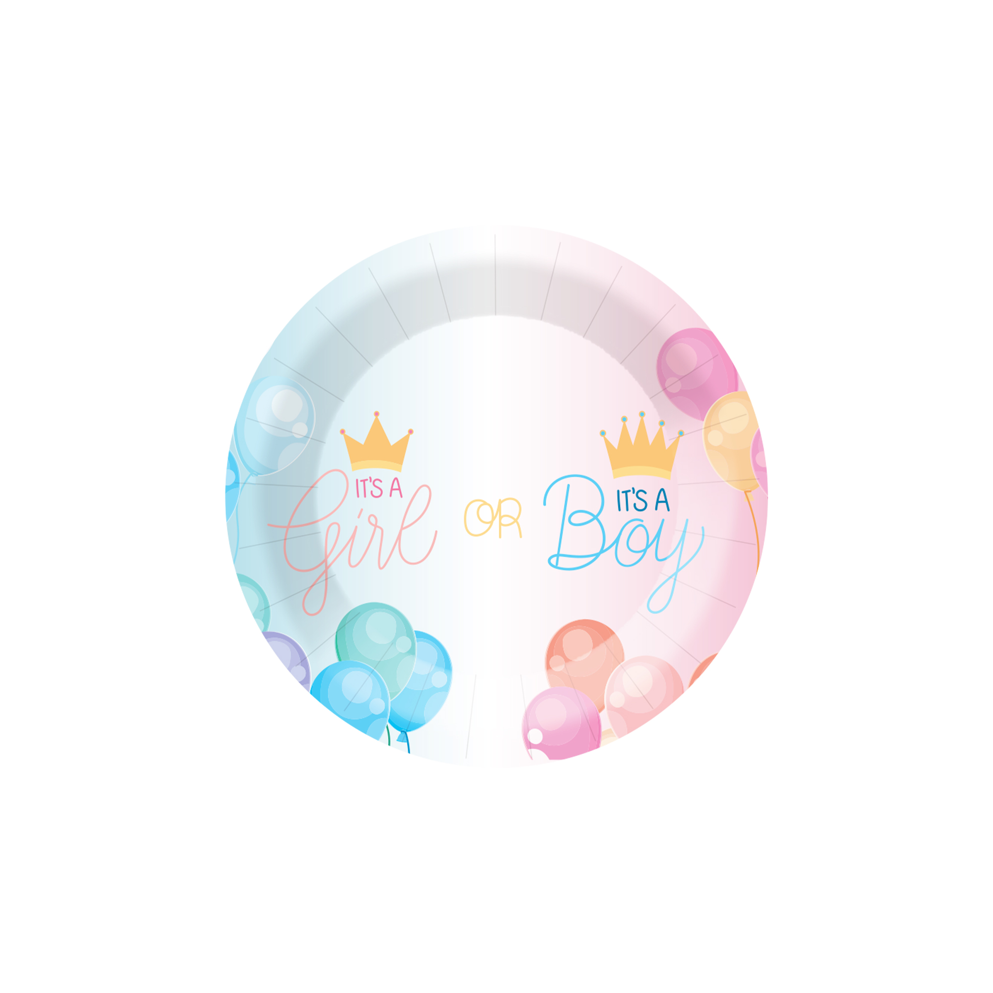 Gender Reveal Theme Pink and Blue Round Shape Dinner Plate
