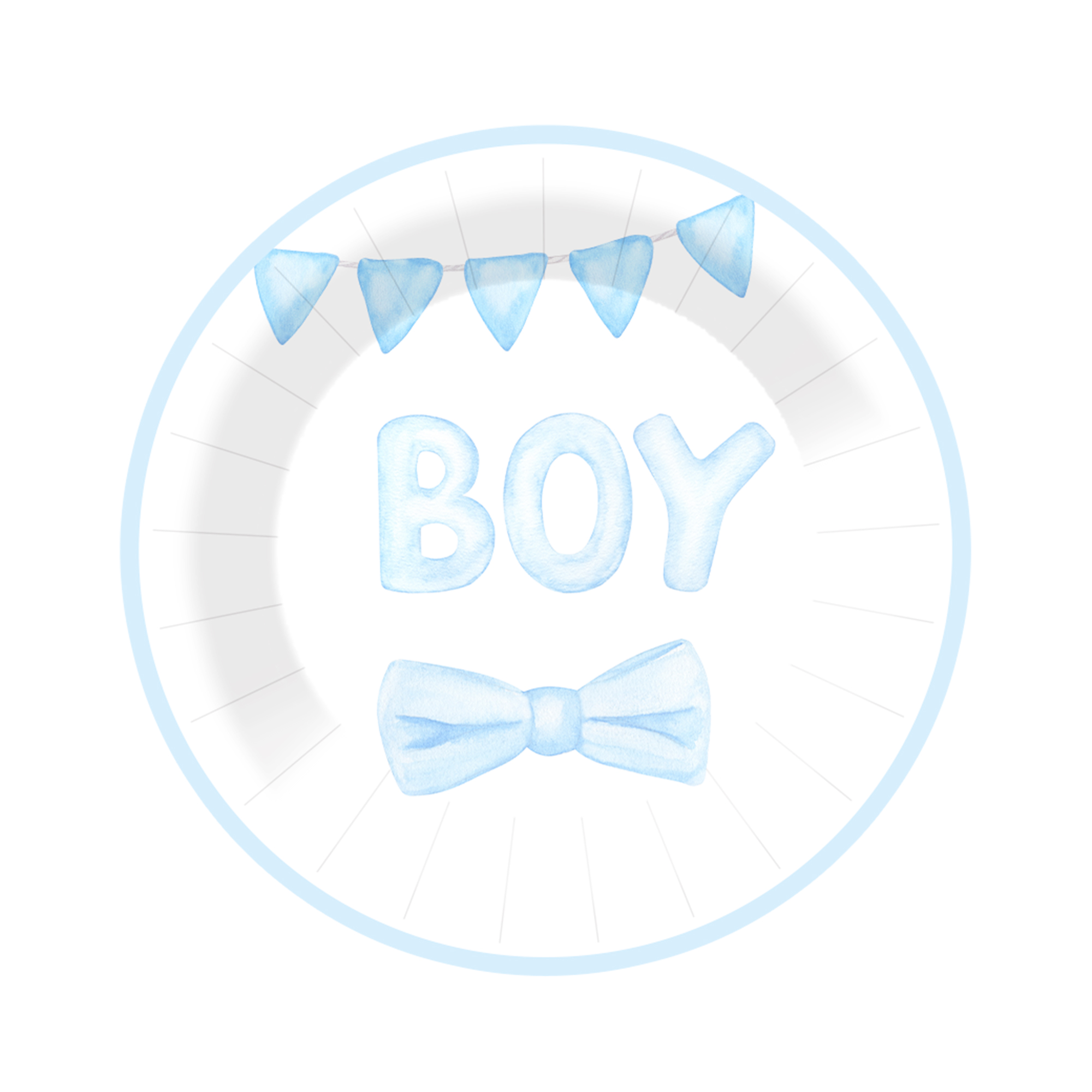Gender Reveal Theme White and Blue Round Shape Dinner Plate