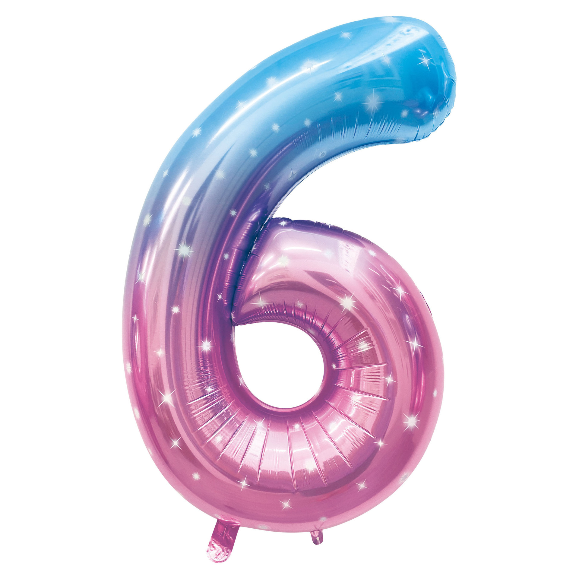 40 inch American Style Blue&Pink Star Gradient Number 6 Balloon