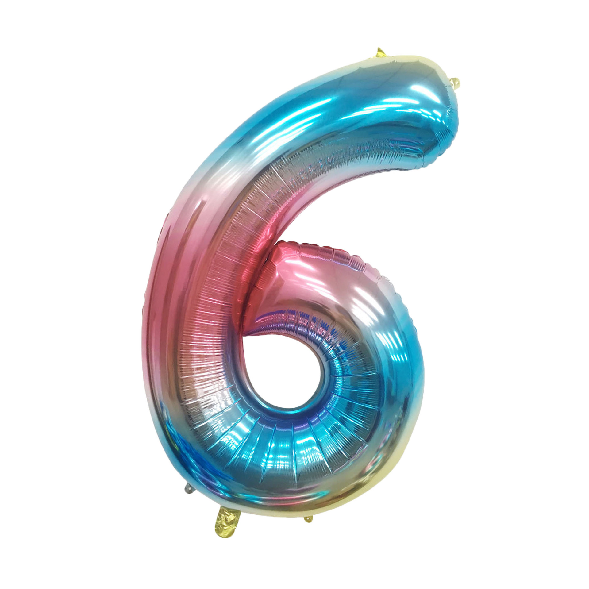 40 inch American Style Rainbow Blue Number 6 Balloon