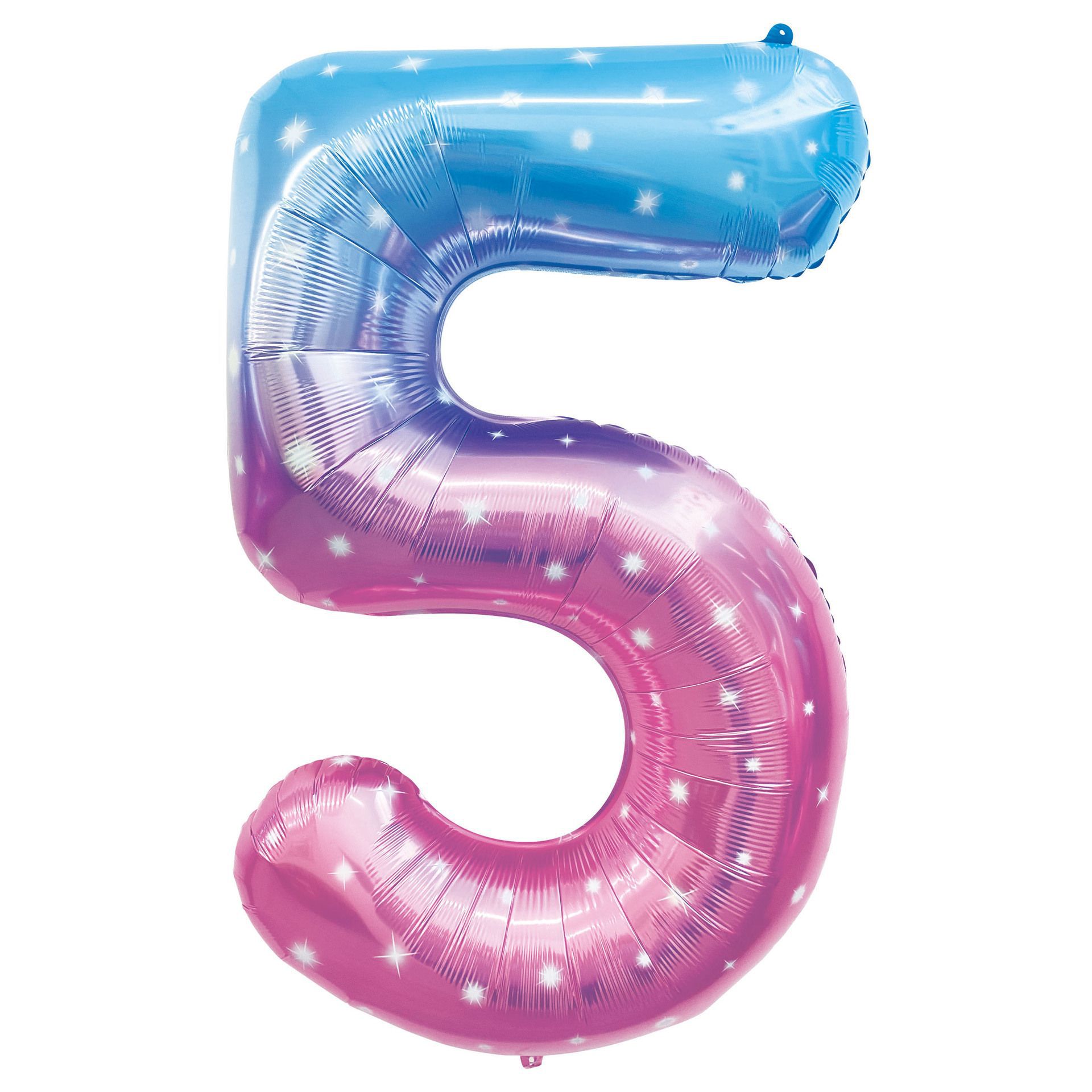 40 inch American Style Blue&Pink Star Gradient Number 5 Balloon